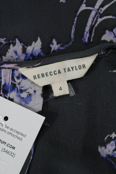 Rebecca Taylor Womens Silk V-Neck Sleeveless Back Cutout Blouse Gray Size 4