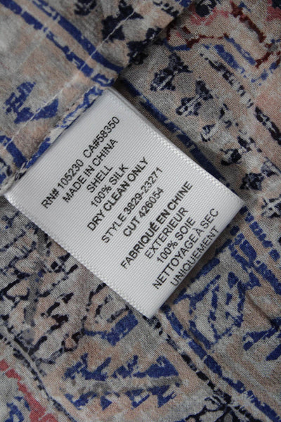 Joie Womens Silk V-Neck Sheer Smocked Shoulder Blouse Multicolor Size XS