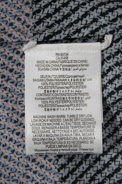 BCBG Max Azria Womens Slit Back Detail Geometric Print Blouse Gray Size XS