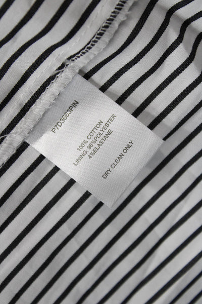 Parker Womens Cotton Striped Long Layered Long Sleeve Blouse White Size S
