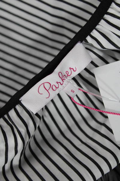 Parker Womens Cotton Striped Long Layered Long Sleeve Blouse White Size S