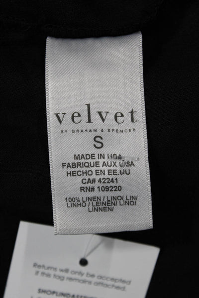 Velvet by Graham & Spencer Womens Linen Ruffled Sleeves Blouse Black Size Small