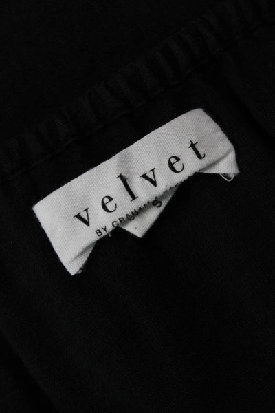 Velvet by Graham & Spencer Womens Linen Ruffled Sleeves Blouse Black Size Small