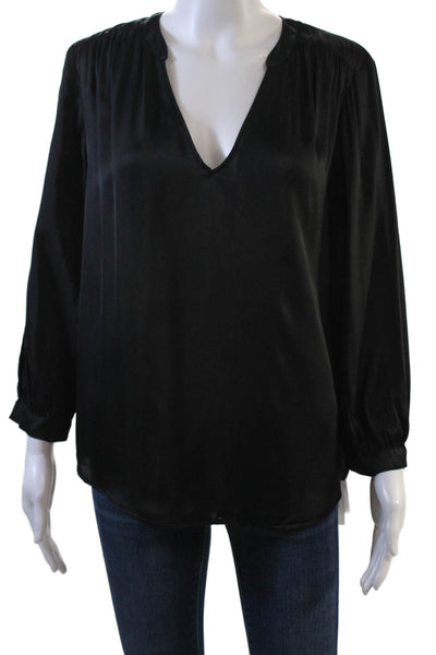 Velvet by Graham & Spencer Womens Long Sleeves V Neck Blouse Black Size Medium