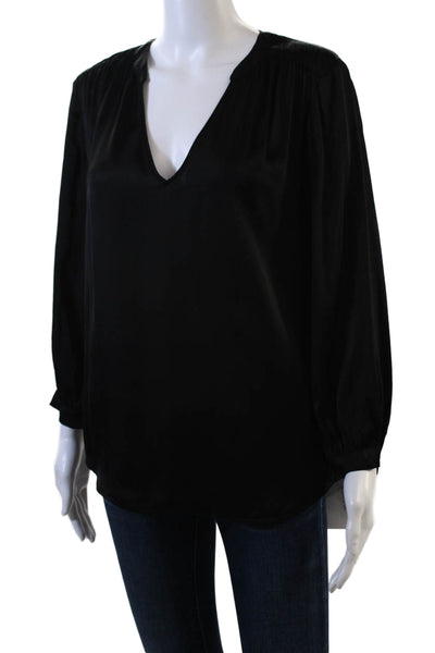 Velvet by Graham & Spencer Womens Long Sleeves V Neck Blouse Black Size Medium