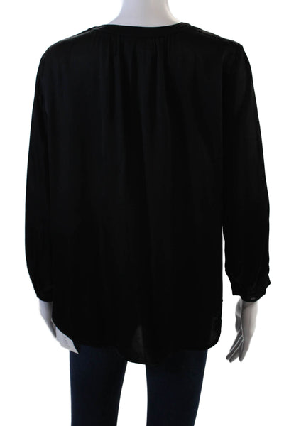 Velvet by Graham & Spencer Womens Long Sleeves V Neck Blouse Black Size Medium