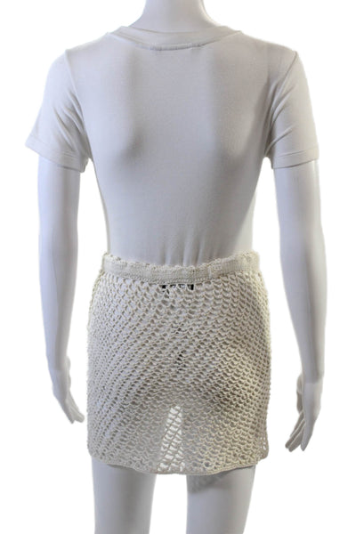 J Crew Womens Cotton Open Knit Floral Motif Coverup Skirt Cream Size XS