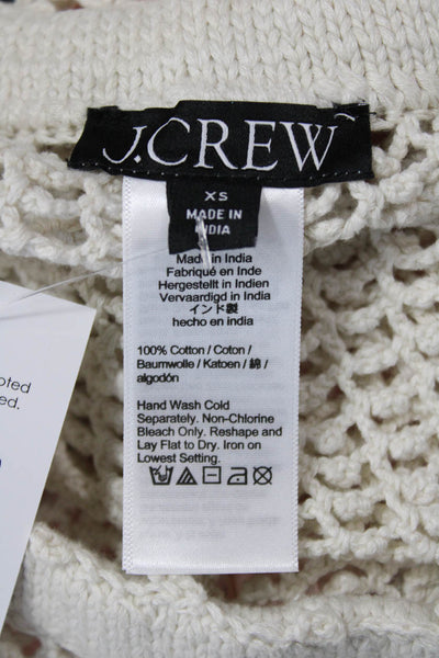 J Crew Womens Cotton Open Knit Floral Motif Coverup Skirt Cream Size XS