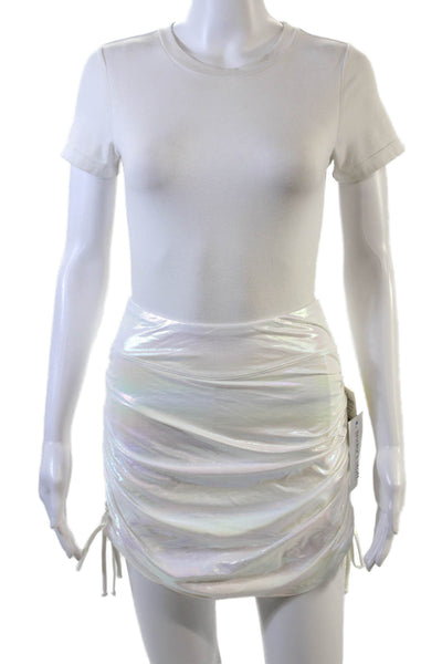 Eleven By Venus Womens Iridescent Gathered Mini Skirt White Multi Size XS