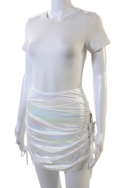 Eleven By Venus Womens Iridescent Gathered Mini Skirt White Multi Size XS