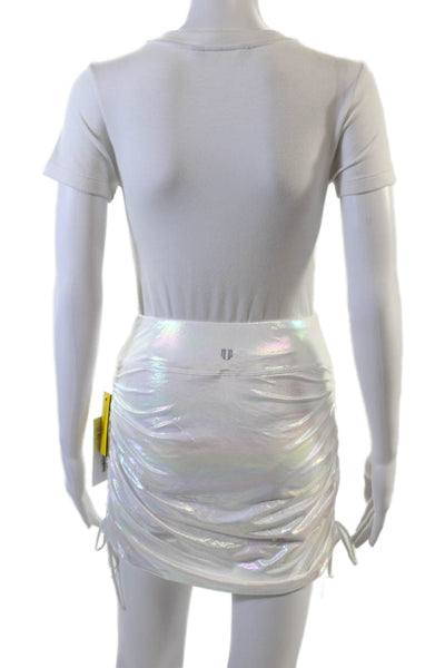 Eleven By Venus Womens Iridescent Gathered Mini Skirt White Multi Size XS