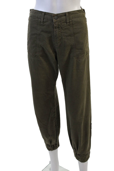J Brand Womens Flat Front Crop Tapered Zip Pocket Jogger Pants Green Size 26