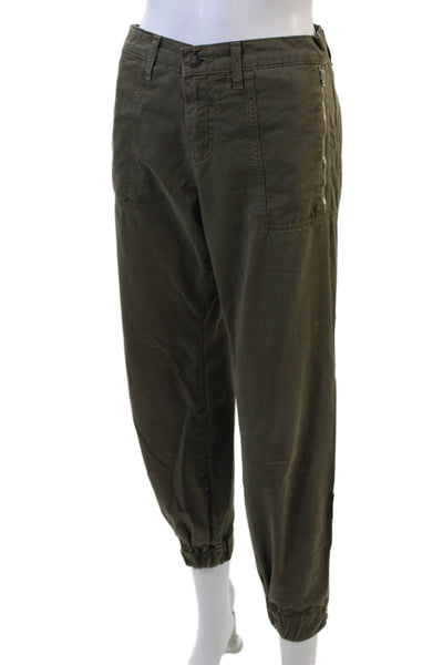 J Brand Womens Flat Front Crop Tapered Zip Pocket Jogger Pants Green Size 26