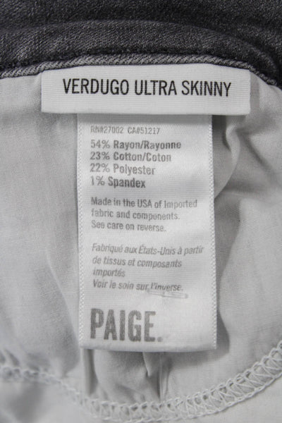 Paige Womens Mid Rise Verdugo Ultra Skinny Leg Jeans Gray Cotton Size 28