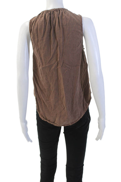 Bella Dahl Womens Sleeveless V Neck Tie Tank Blouse Brown Size XS