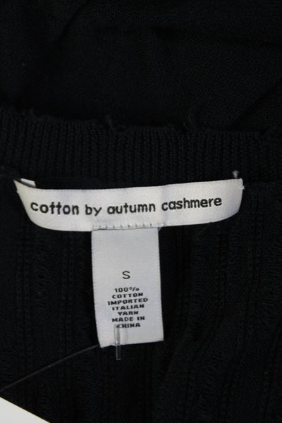 Cotton By Autumn Cashmere Womens Scoop Neck Distressed Knit Tank Blue Size S