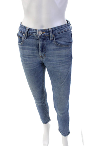 Slvrlake Womens Mid Rise Medium Wash Skinny Jeans Blue Size 25