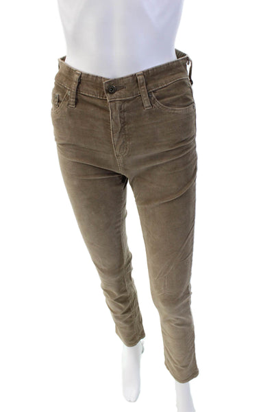 AG-ED Denim Womens Corduroy High Rise Slim Straight Leg Pants Brown Size 25
