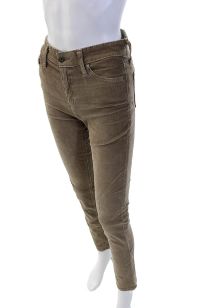 AG-ED Denim Womens Corduroy High Rise Slim Straight Leg Pants Brown Size 25