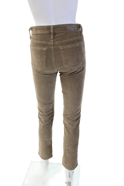 AG-ED Denim Womens Corduroy High Rise Slim Straight Leg Pants Brown Size 25