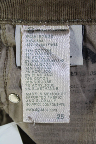 AG-ED Denim Womens Corduroy High Rise Slim Straight Leg Pants Brown Size 25