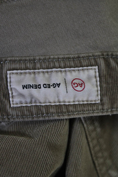 AG-ED Denim Womens Corduroy High Rise Slim Straight Leg Pants Brown Size 25