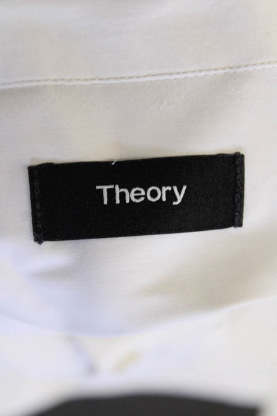 Theory Mens Cotton Collared Long Sleeve Button-Down Shirt White Size 16