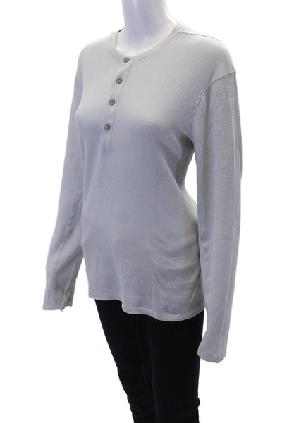Lululemon Womens Cotton Long Sleeve Round Neck Button Knit Top Gray Size S