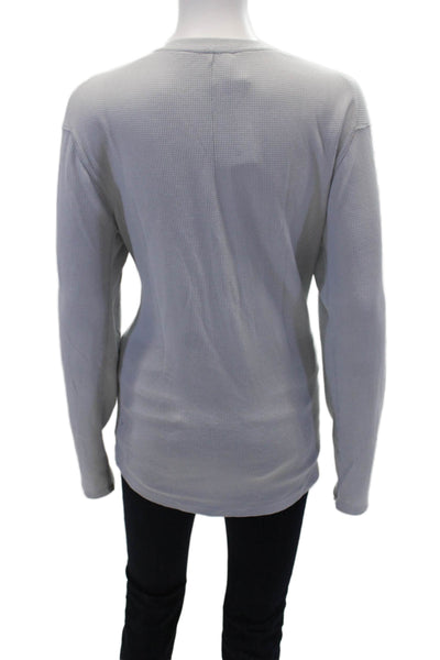 Lululemon Womens Cotton Long Sleeve Round Neck Button Knit Top Gray Size S