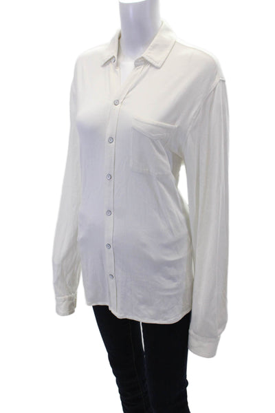 Paige Womens Cotton Long Sleeve Lined Button Up Blouse White Size S