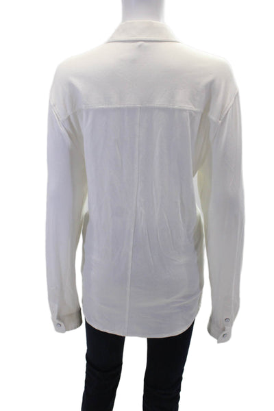 Paige Womens Cotton Long Sleeve Lined Button Up Blouse White Size S
