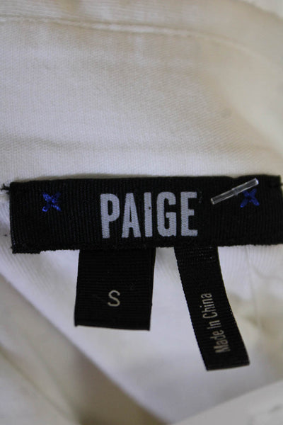 Paige Womens Cotton Long Sleeve Lined Button Up Blouse White Size S