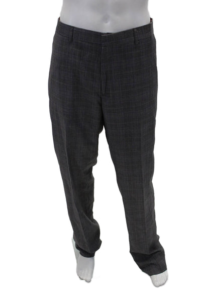 Vinci Mens Wool Long Sleeve Stripe Button Blazer Pants Suit Gray Size EUR 40
