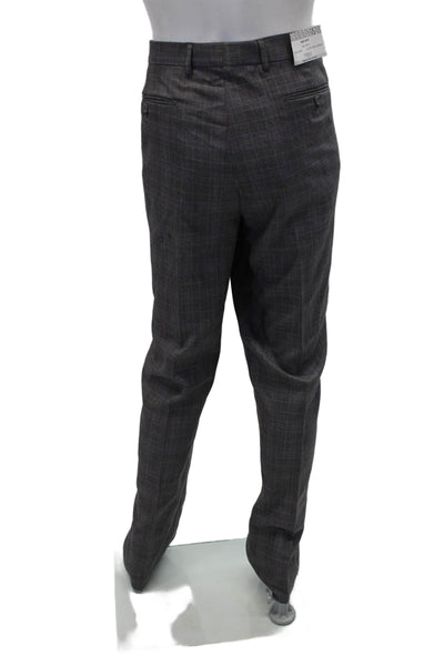 Vinci Mens Wool Long Sleeve Stripe Button Blazer Pants Suit Gray Size EUR 40