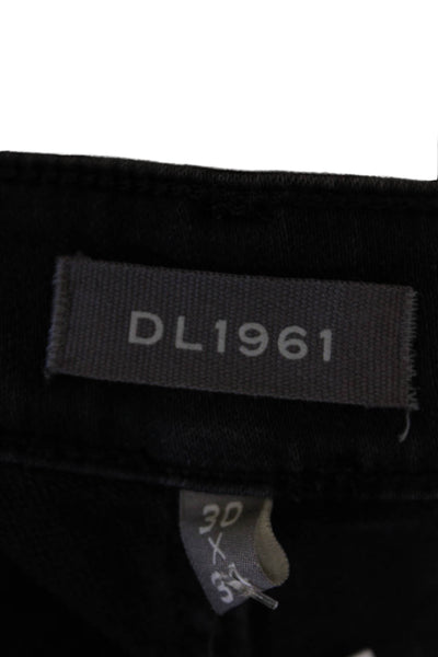 DL1961 Womens Mid Rise Solid 5 Pocket Slim Straight Jeans Black Size 30