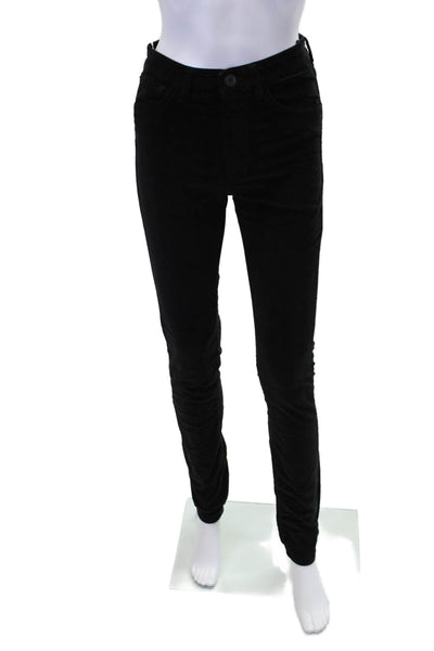 3x1 Womens Kaya Velvet Split Bell Pants - Black Velveteen Size 25