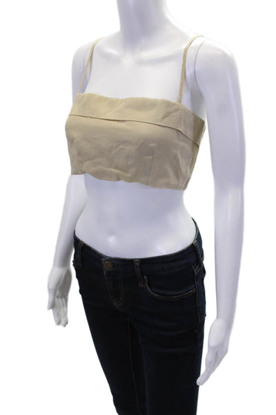 Onia Womens Air Linen Fold Over Cropped Top - Jute Size 10