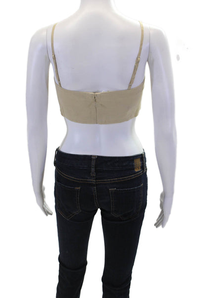 Onia Womens Air Linen Fold Over Cropped Top - Jute Size 10