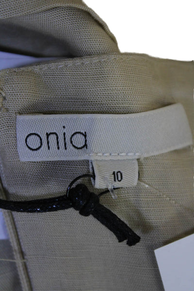 Onia Womens Air Linen Fold Over Cropped Top - Jute Size 10