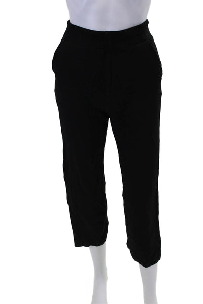Bite Womens High Rise Zip Straight Leg Cropped Dress Pants Black Size 4