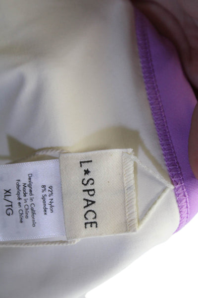 LSPACE Womens Vacay Classic Bikini Bottoms - Cream/Jewel/Palm Size XL