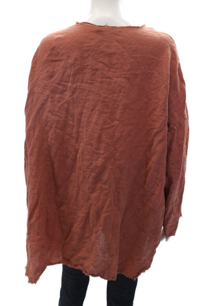 Mes DeMoiselles Paris Womens Linen Raw Hem V Neck Tunic Red Size 1