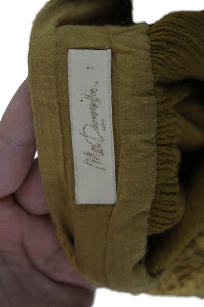 Mes DeMoiselles Paris Womens V Neck Embroidered Long Sleeve Blouse Yellow Size 1