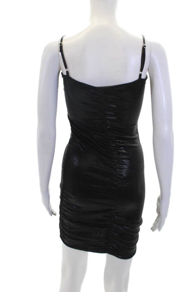KatieJ NYC Womens Metallic Ruched Sleeveless Mini Dress Black Size XL
