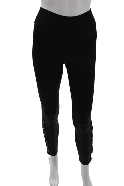 Koral Womens High Waisted Snap Closure Ankle Leggings Black Size S