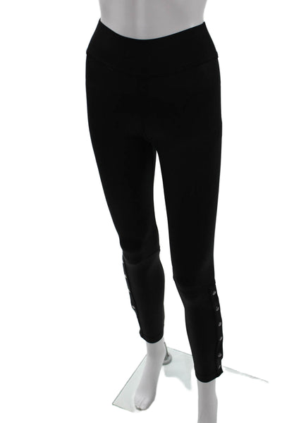Koral Womens High Waisted Snap Closure Ankle Leggings Black Size S