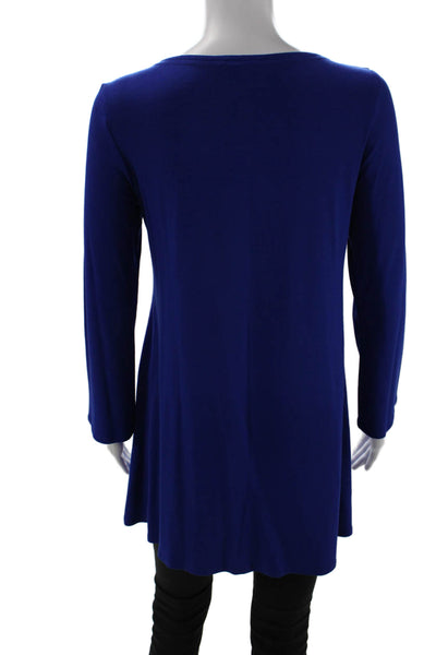 Eileen Fisher Womens 3/4 Sleeve Scoop Neck Knit Shirt Blue Size PS