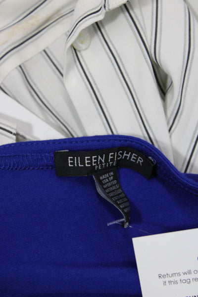 Eileen Fisher Womens 3/4 Sleeve Scoop Neck Knit Shirt Blue Size PS