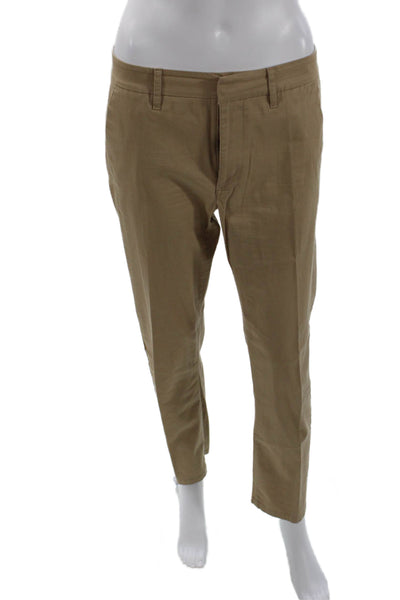 J Crew Womens Zipper Fly Slim Boyfriend Chino Pants Brown Cotton Size 26