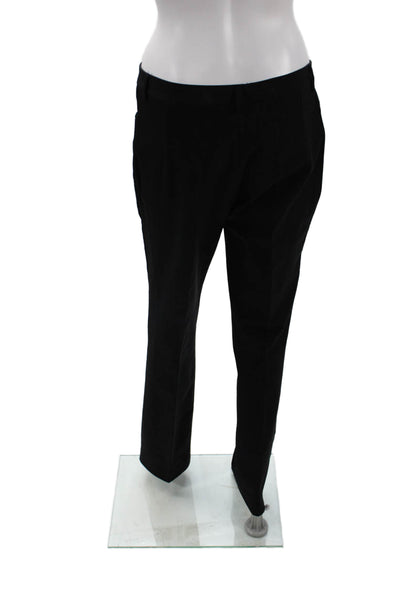 Zara Womens Zipper Fly High Rise Straight Leg Trouser Pants Black Size 10